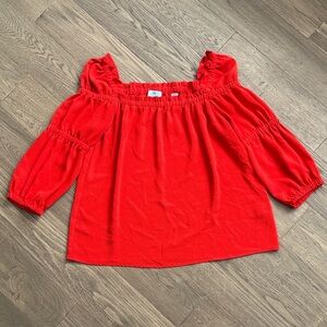 CeCe | Red Off The Shoulder Quarter Sleeve Blouse Size Small